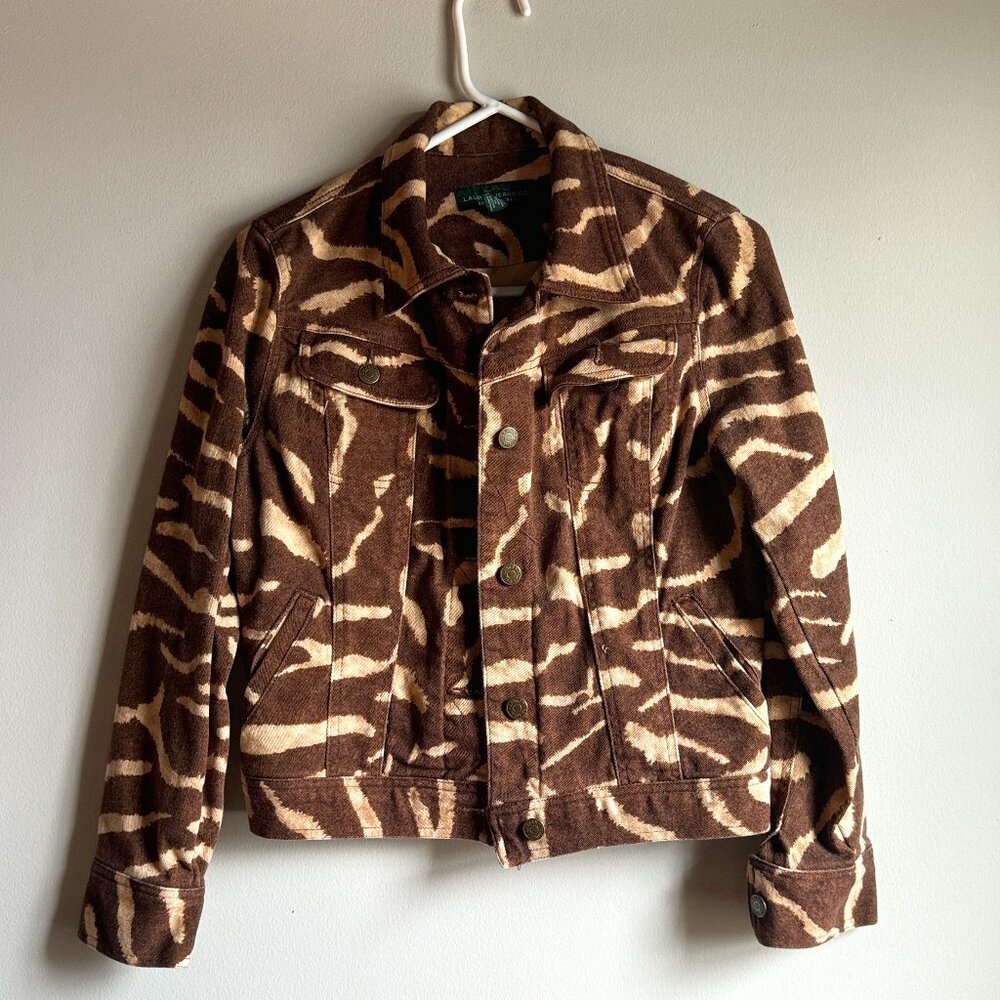 Lauren Ralph Lauren Brown and Cream Button-Up Jacket